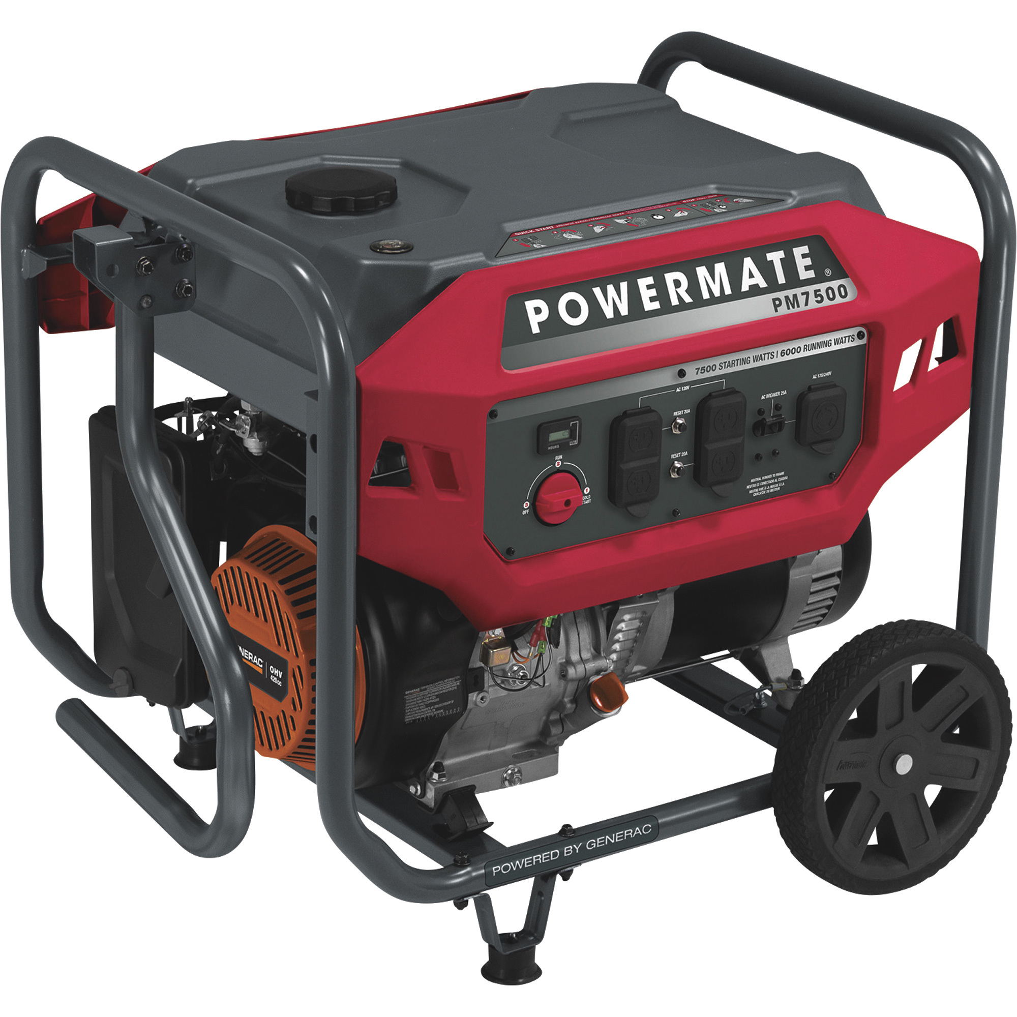 Powermate Portable Generator — 7500 Surge Watts, 6000 Rated Watts, Model# P0081600