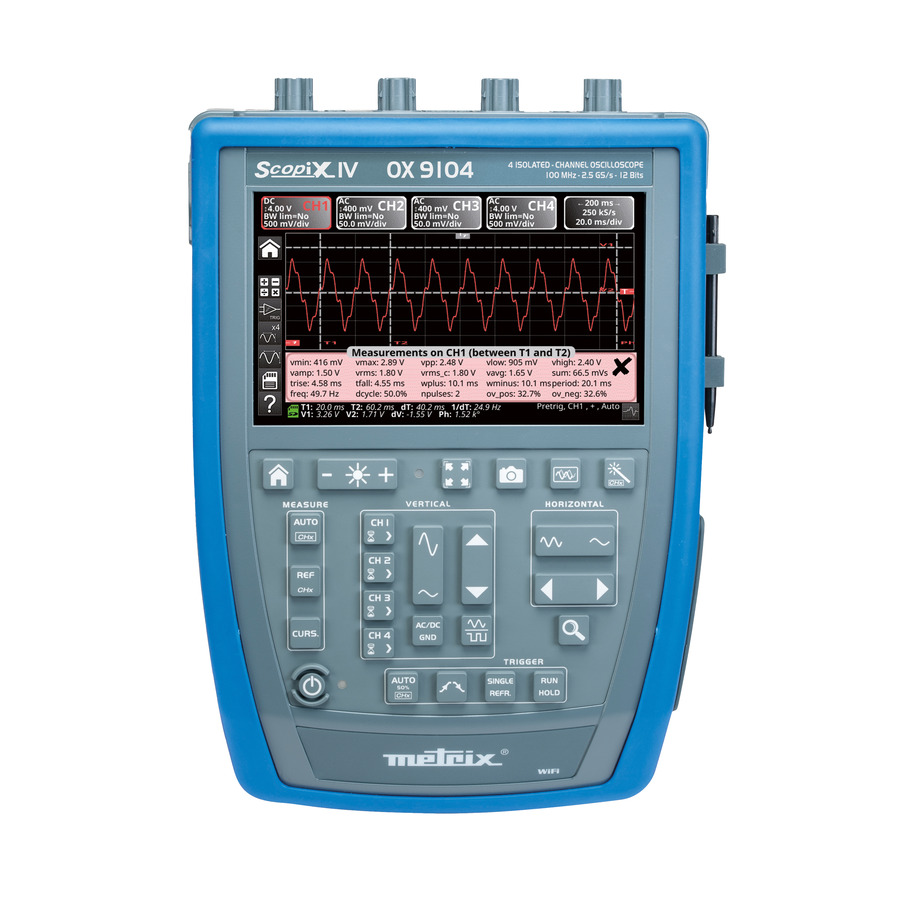 AEMC Instruments OX 9104 IV: 100MHz Handheld Oscilloscope with 4 Channels AEMC Instruments OX 9104 IV: 100MHz Handheld Oscilloscope with 4 Channels
