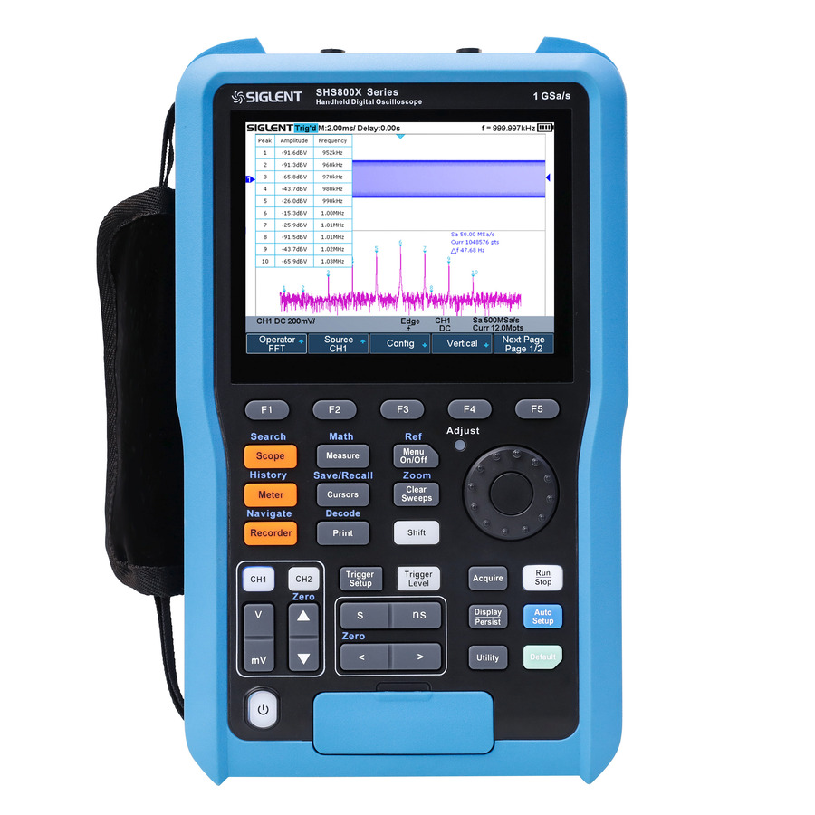 Siglent SHS810X: 2-Channel, 100 MHz Handheld Oscilloscope with 500 MS Memory Depth Siglent SHS810X: 2-Channel, 100 MHz Handheld Oscilloscope with 500 MS Memory Depth