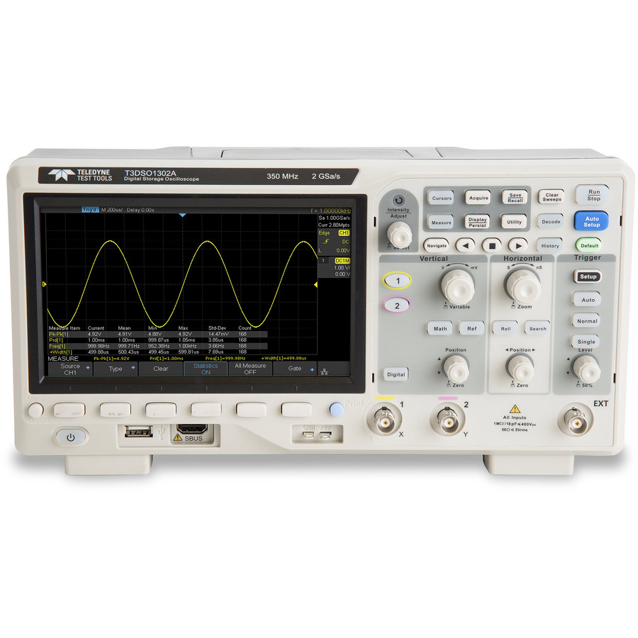 Teledyne LeCroy T3DSO1202A: 2-Channel Digital Oscilloscope with 200 MHz Bandwidth, 2 GS/s Sample Rate, and 14 Mpts Memory Teledyne LeCroy T3DSO1202A: 2-Channel Digital Oscilloscope with 200 MHz Bandwidth, 2 GS/s Sample Rate, and 14 Mpts Memory