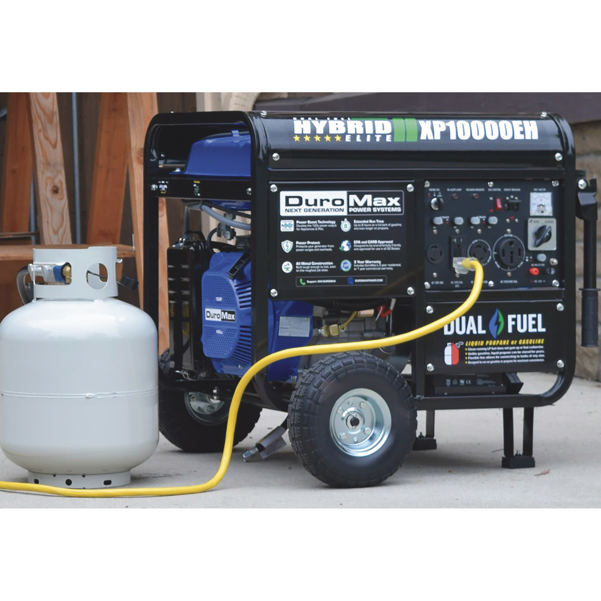 DuroMax Portable Dual Fuel Generator — 10,000 Surge Watts, 8000 Rated Watts, Electric Start, CARB-Compliant, Model# XP10000EH