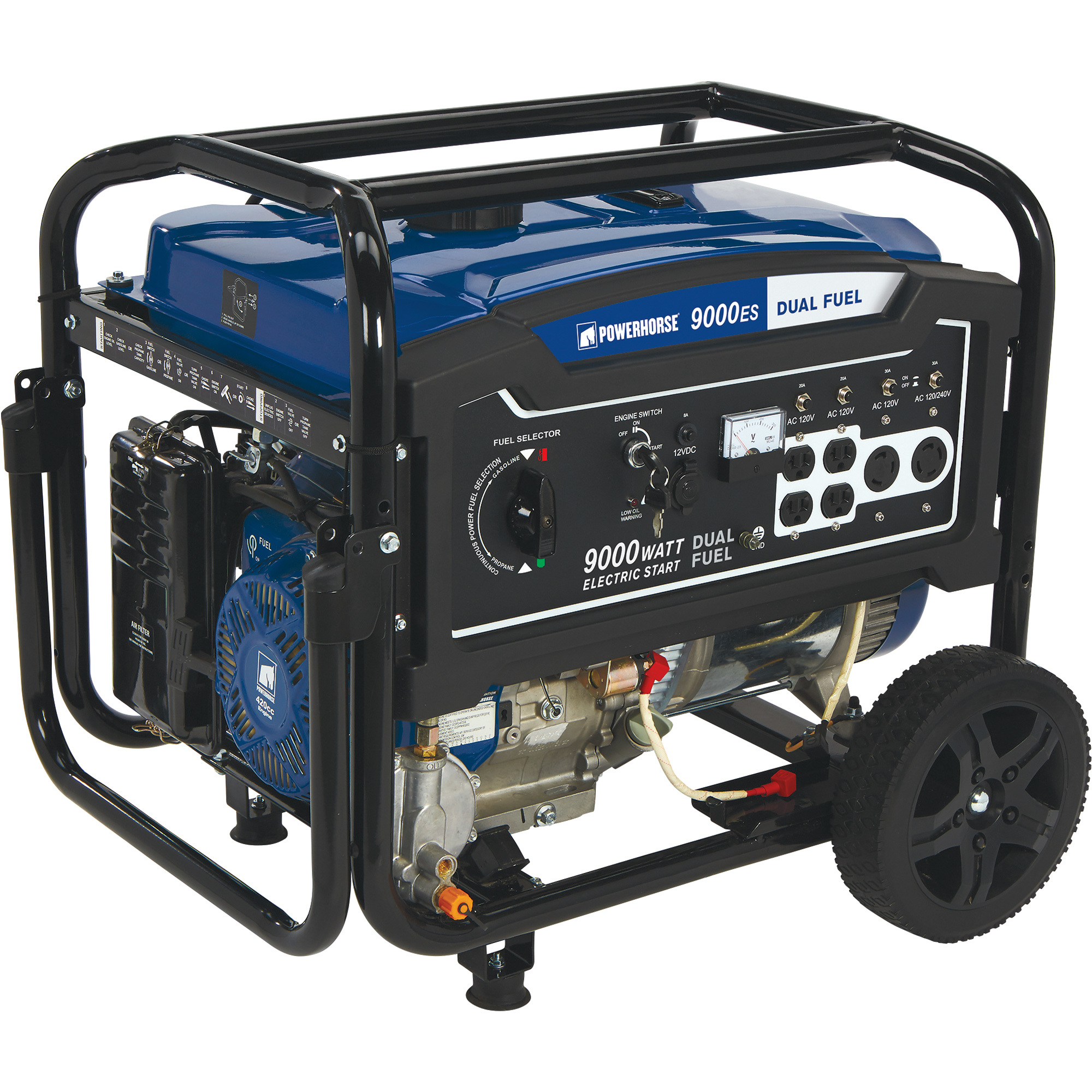 Powerhorse Dual Fuel Generator — 9000 Surge Watts, 7250 Rated Watts, Electric Start Powerhorse Dual Fuel Generator — 9000 Surge Watts, 7250 Rated Watts, Electric Start