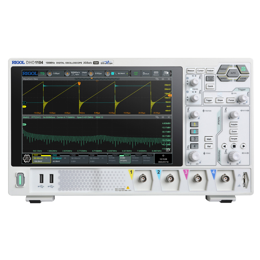 RIGOL DHO1104: 4-Channel Digital Oscilloscope with 100 MHz Bandwidth, 2 GS/s Sample Rate, and 50 Mpts Memory RIGOL DHO1104: 4-Channel Digital Oscilloscope with 100 MHz Bandwidth, 2 GS/s Sample Rate, and 50 Mpts Memory