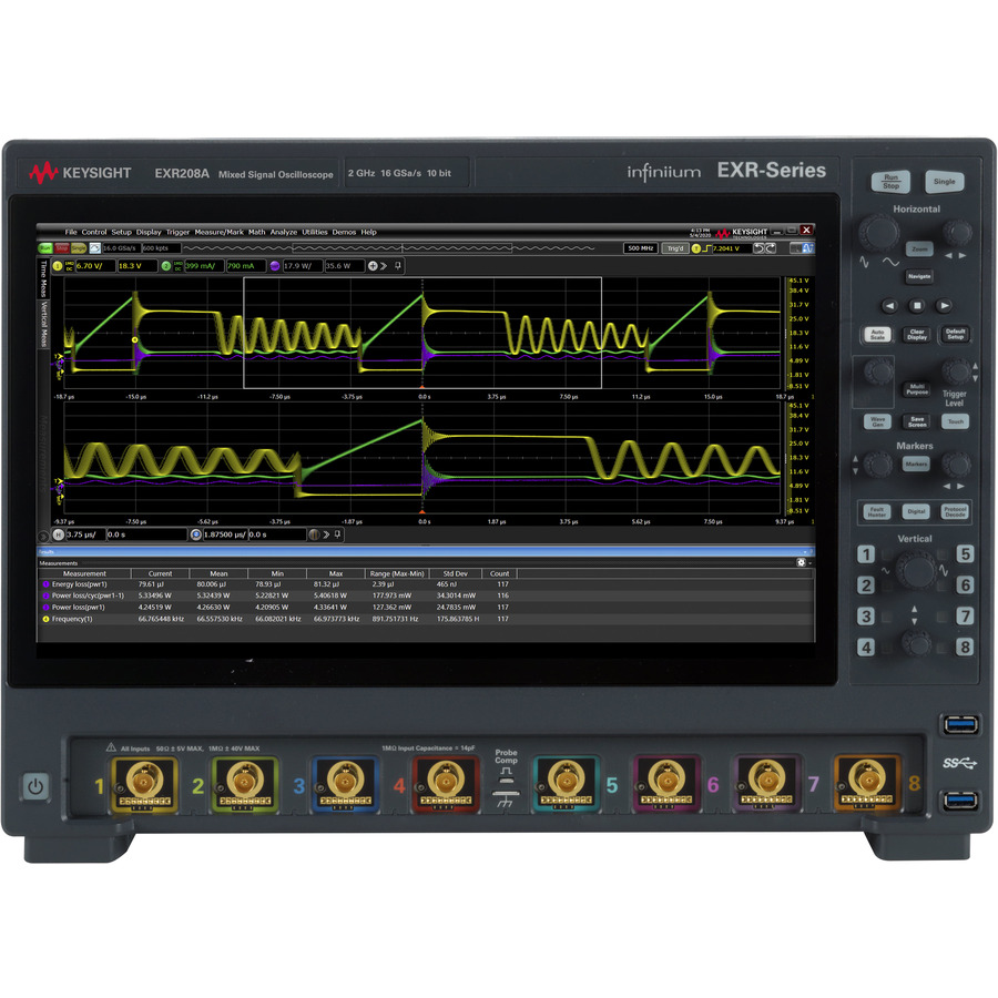 Keysight EXR208A: 8-Channel, 2 GHz, 100 Mpts, 16 GS/s, 10-bit Mixed Signal Oscilloscope Keysight EXR208A: 8-Channel, 2 GHz, 100 Mpts, 16 GS/s, 10-bit Mixed Signal Oscilloscope