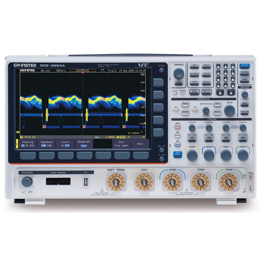 Instek GDS-3654A: 4-Channel, 650 MHz, 5 GS/s, 200 Mpts Mixed Signal Oscilloscope Instek GDS-3654A: 4-Channel, 650 MHz, 5 GS/s, 200 Mpts Mixed Signal Oscilloscope