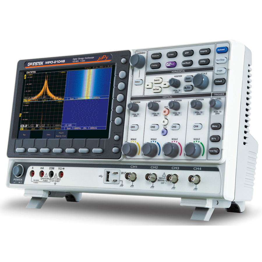 Instek MPO-2104B: 4-Channel, 100MHz DSO with SA, AWG, DMM, and Power Supply Instek MPO-2104B: 4-Channel, 100MHz DSO with SA, AWG, DMM, and Power Supply