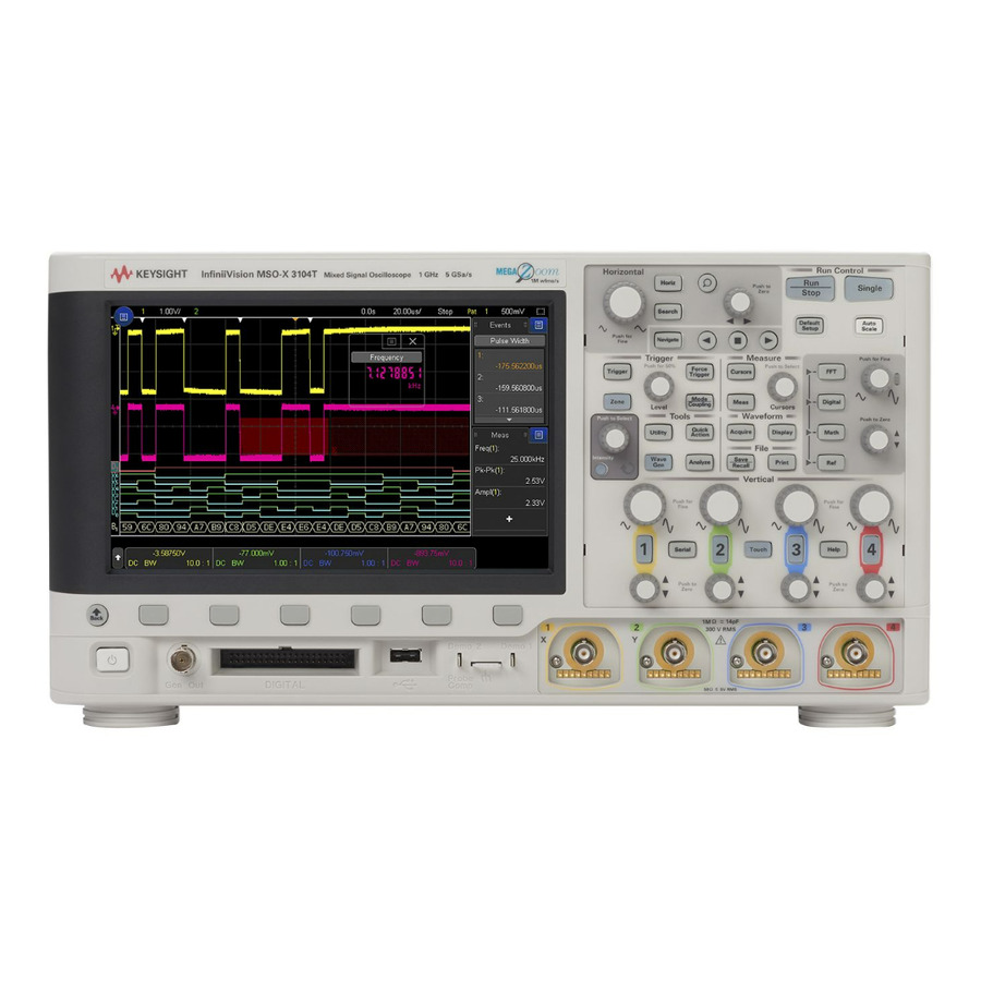 Keysight MSOX3104T: 4/16-Channel Mixed Signal Oscilloscope with 1 GHz Bandwidth, 4 Mpts Memory, and 5 GS/s Sample Rate Keysight MSOX3104T: 4/16-Channel Mixed Signal Oscilloscope with 1 GHz Bandwidth, 4 Mpts Memory, and 5 GS/s Sample Rate