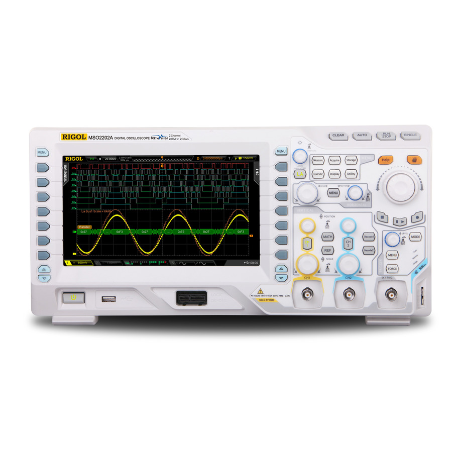 RIGOL MSO2202A: 2/16 Channel Mixed Signal Oscilloscope with 200 MHz Bandwidth, 2 GS/s Sample Rate, and 14 Mpts Memory RIGOL MSO2202A: 2/16 Channel Mixed Signal Oscilloscope with 200 MHz Bandwidth, 2 GS/s Sample Rate, and 14 Mpts Memory