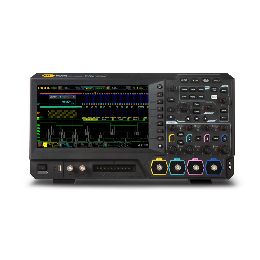 RIGOL MSO5102: 2/16 Channel Mixed Signal Oscilloscope with 100 MHz Bandwidth, 8 GS/s Sample Rate, and 100 Mpts Memory RIGOL MSO5102: 2/16 Channel Mixed Signal Oscilloscope with 100 MHz Bandwidth, 8 GS/s Sample Rate, and 100 Mpts Memory