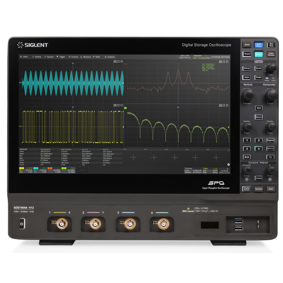 Siglent SDS7404A H12: 4 GHz, 500 Mpts, 20 GS/s, 12-bit Digital Oscilloscope Siglent SDS7404A H12: 4 GHz, 500 Mpts, 20 GS/s, 12-bit Digital Oscilloscope