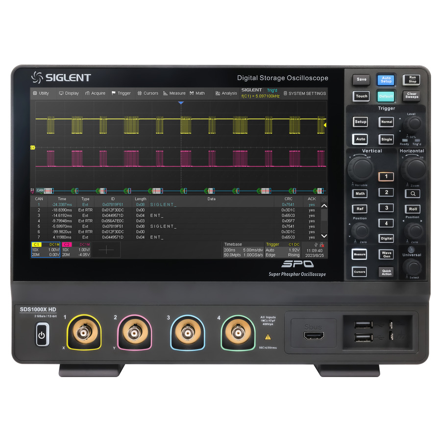 Siglent SDS1202X HD MSO: 200 MHz, 2 GS/s, 100 Mpts, 12-bit Oscilloscope Siglent SDS1202X HD MSO: 200 MHz, 2 GS/s, 100 Mpts, 12-bit Oscilloscope