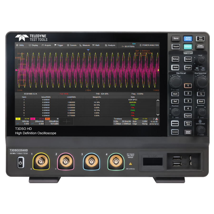 Teledyne LeCroy T3DSO2354HD: 4-Channel, 350MHz Digital Oscilloscope with 2 GS/s and 200 Mpts Teledyne LeCroy T3DSO2354HD: 4-Channel, 350MHz Digital Oscilloscope with 2 GS/s and 200 Mpts