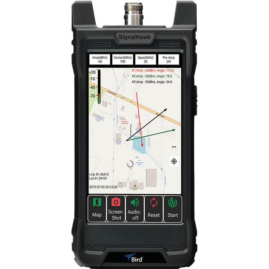 Bird SH-60S-AOA: Handheld Spectrum Analyzer with AOA, 9 kHz-6 GHz, DANL to -20 dBm Bird SH-60S-AOA: Handheld Spectrum Analyzer with AOA, 9 kHz-6 GHz, DANL to -20 dBm