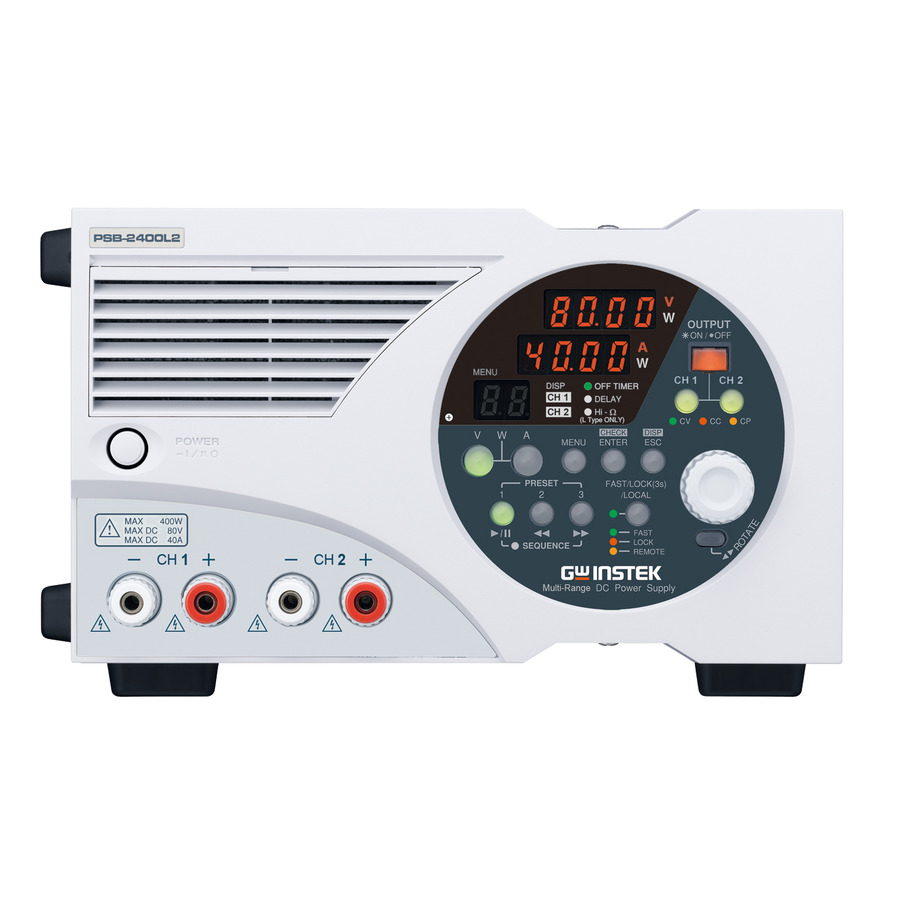 Instek PSB-2400L2 DC Power Supply, Switching, Dual Output, 2x 80 V / 40 A, 400 W, PSB-2000 Series Instek PSB-2400L2 DC Power Supply, Switching, Dual Output, 2x 80 V / 40 A, 400 W, PSB-2000 Series